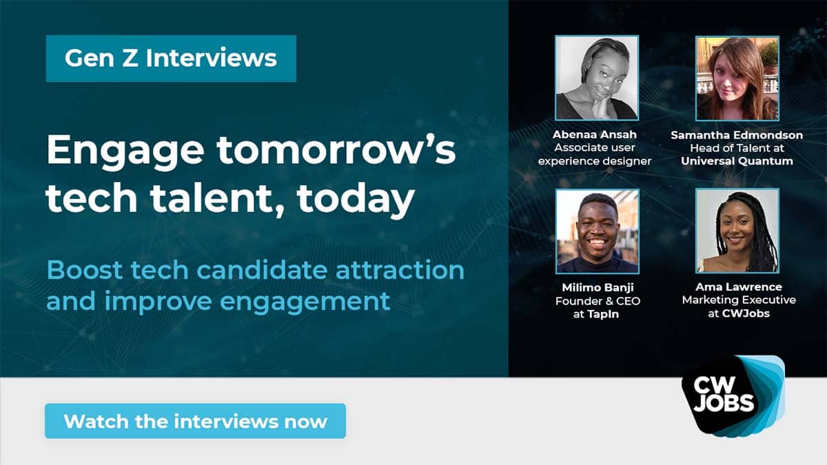 The image shows our four speakers, Abenaa Ansah, Samantha Edmondson, Milimo Banji and Ama Lawrence who discuss how to engage tomorrow's tech talent, today.