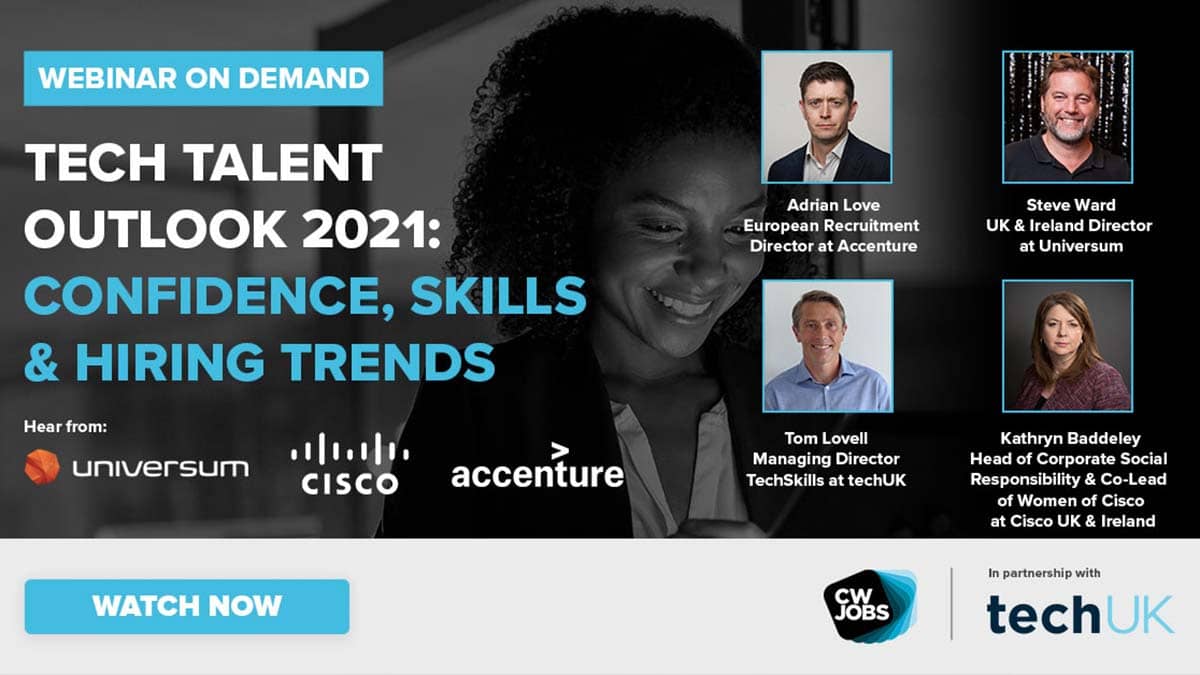 CWJobs Confidence Index 2021 webinar creatives with images of the speakers 