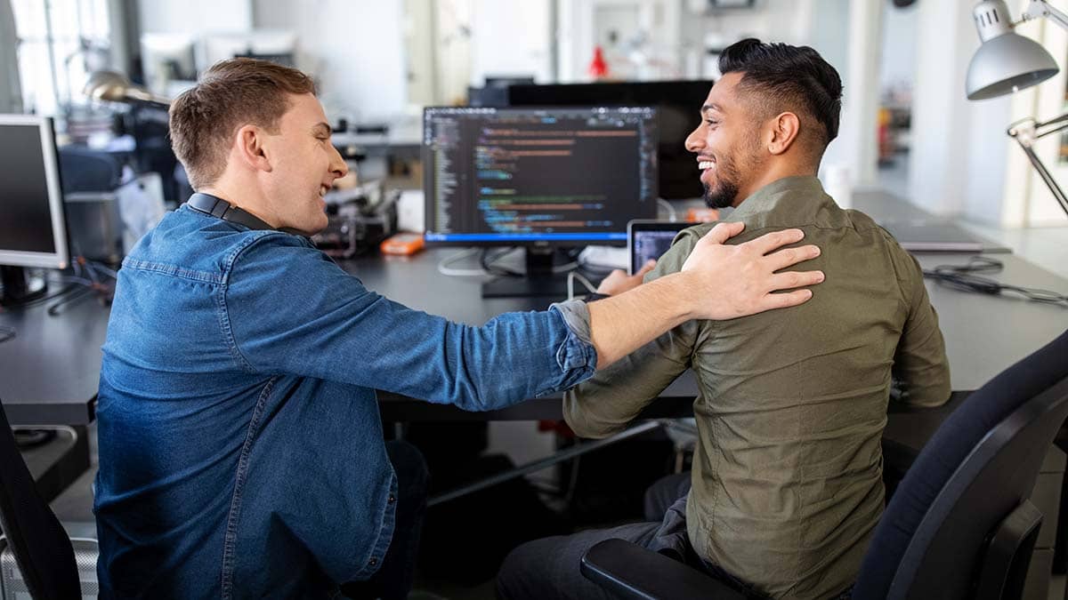 Work colleagues at a desk